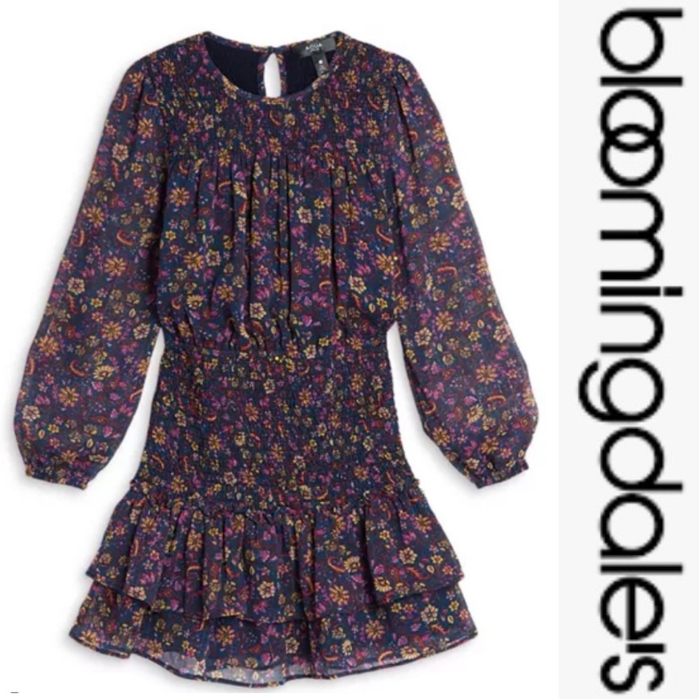 Aqua Floral Kids Dress - Purple and Yellow